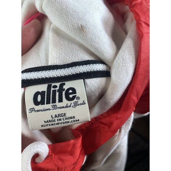 ALIFE New York Pullover White Red Hoodie Sweatshirt Large RARE Short Sleeve - Picture 10 of 11